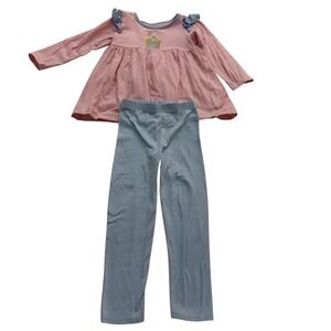 Itsy Bitsy Pink Stripe Gingerbread House Dress Leggings Set Kids Size 4